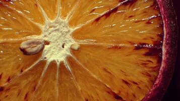 Vibrant Blood Orange Slice Macro Detailed Texture and Rich Color. photo