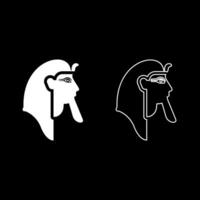 Head pharaoh cop faro mask set icon white fill outline contour line thin style vector
