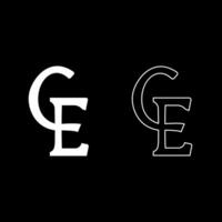 ECU European Currency Unit symbol euro-currency sign euro currency set icon white color solid fill outline contour line thin style vector