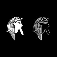 Head pharaoh cop faro mask set icon white color solid fill outline contour line thin vector