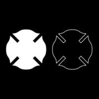 Firefighter cross Malta emblem fire fighter dept set icon white color solid fill outline contour line style vector