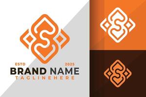 Letter S Unique Square Logo Icon Design Illustration vector