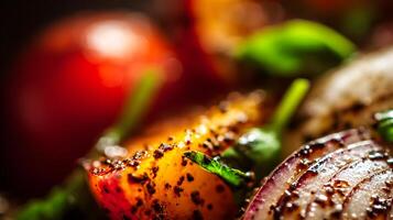 Macro View of Delicious Seasoned Ingredients for a Fresh Meal. photo