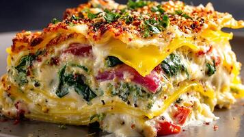 Delicious Lasagna Layers Bursting with Flavor and Cheese. photo