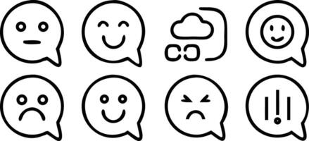 Expressive speech bubbles with faces and symbols happy vector
