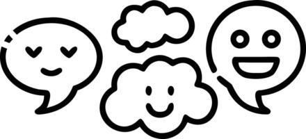 Happy speech bubbles with clouds happy face smiling face vector