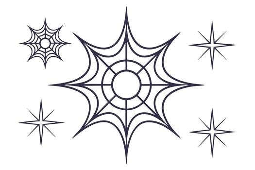 oscuro web y Starburst diseños araña web geométrico vector