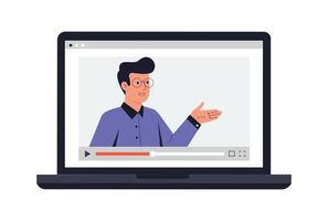 Man Giving Online Lecture, Online Education concept illustration. vector