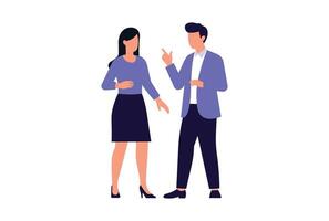Two businesspeople having an important discussion, corporate environment concept illustration. vector