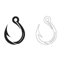 Two Fishing Hooks One in Black Silhouette and One in Outline Style Isolated on White Background for Fishing Concepts silhouette vector