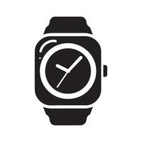 Minimalist Smartwatch Icon Showing the Time with Clean Lines and a Modern Design in Black and White silhouette vector