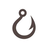 Simple Fishing Hook Design Element in Dark Brown Color on White Background Minimalist Silhouette Style silhouette vector