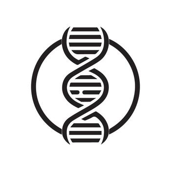 DNA Double Helix Inside a Circle Depicted in a Minimalist Style Emphasizing Genetic Code and Biological Structure in Silhouette vector