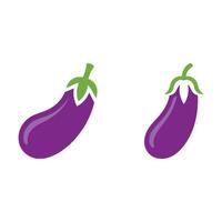 Two Purple Eggplant Vegetables with Green Stems Isolated on White Background in a Silhouette Style silhouette vector