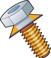 Bolt and nut combination in cartoon style with angled perspective and metallic texture showing mechanical connection vector