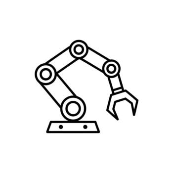 industrial robótico brazo representado en un limpiar línea Arte estilo para Ingenieria y automatización conceptos vector