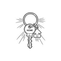 Illustration of house key with keychain depicting home ownership concept vector