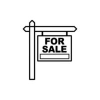 Simple Line Art Illustration of a Real Estate For Sale Sign Graphic Element vector
