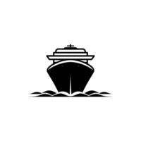 Front view silhouette of a large ship on water vector