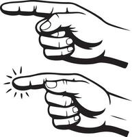 Two hands pointing, vintage style illustration vector