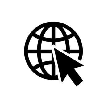 Internet conexión icono con globo y cursor simbolizando en todo el mundo web acceso y conectividad vector