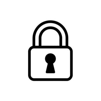 Simple Black and White Padlock Icon Security and Protection Symbol Representing Secure Access and Data Encryption Methods vector