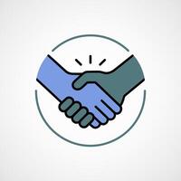 Two hands shaking in agreement inside a circle icon vector