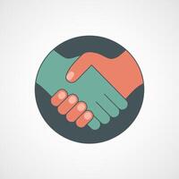 Simple flat design icon of two hands shaking in agreement vector