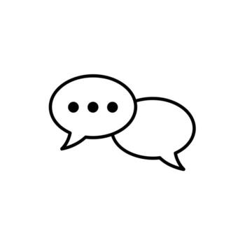 Two overlapping speech bubbles with dots indicating conversation or typing on a white background vector