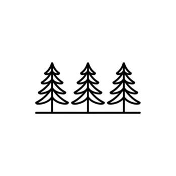 Simple Forest Scene Line Art of Evergreen Trees in a Row vector