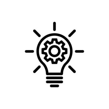 Creative Idea Generation Lightbulb with Cog Icon Symbolizes Innovation Engineering and Problem Solving vector