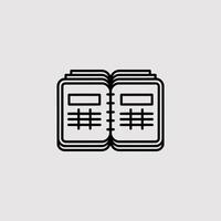 Open book icon with lines and boxes vector