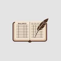 Vintage ledger book with quill pen for accounting and record keeping vector