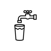 Filling a Glass Water from a Faucet Fresh Water Dispenser Symbol vector