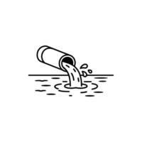 Pollution Illustration, Water Contamination with Drainage Pipe Discharging Waste into a Water Source Causing Environmental Issues vector