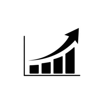 Ascending Trend Visualization A Dynamic Bar Graph with an Upward-Moving Arrow Illustrating Growth and Positive Progress in Data Analysis vector