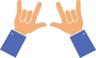 Hands making love symbol gesture with blue sleeves in flat style for communication and expression vector