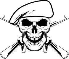 Skull with guns and hat vector