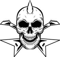 Skull with guitar and crossbones vector