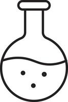 Laboratory flask science chemistry experiment glassware liquid round bottom outline icon education research transparent scientific symbol simple black white clean minimal isolated equipment tool vector