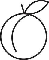 A peach is shown in a line drawing vector