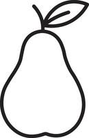 A pear is shown in a simple outline vector