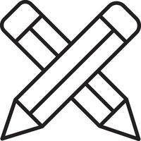 Two black outline pencils crossed in X shape, minimalistic design, isolated on transparency background, symbolizing creativity and education vector