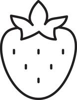 A strawberry is shown in a line drawing vector