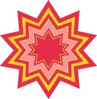 Multilayered star shape with red pink and yellow vibrant colors geometric illustration for design and decoration purposes vector