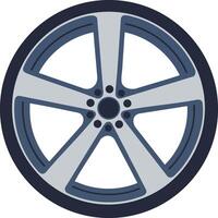 Car wheel rim illustration with modern five-spoke design in blue and gray tones for automotive concepts vector