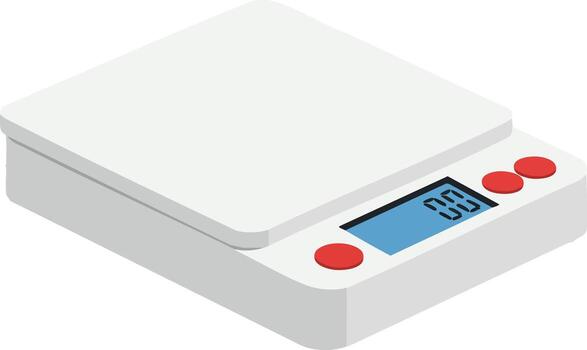 digital cocina escala con azul lcd monitor y rojo botones para preciso comida medición ilustración vector