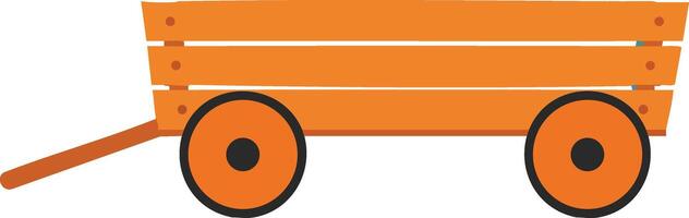Orange wooden garden wagon with handle and wheels simple illustration design for outdoor use vector