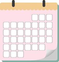 Pink calendar planner with curled page and hanging rings for scheduling and organization illustration vector