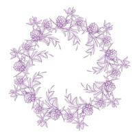 Wreath of clovers. Meadow flower ink illustration. Handmade ink art work. vector